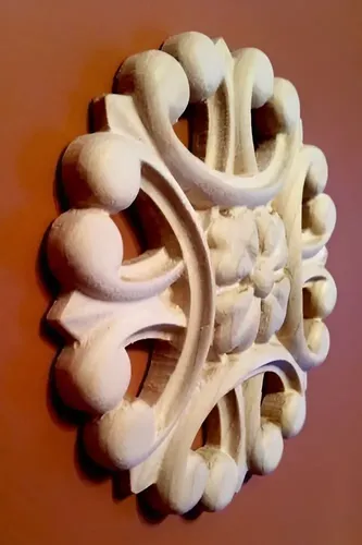 Escultura Hardwood Applique Rosette - A Pedido_exkarg Marrón 2