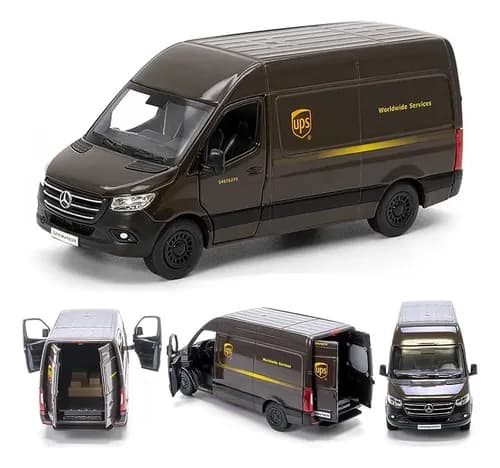 Camioneta Van Mercedes Benz Sprinter Paquetería Ups 1:68 Color Marrón