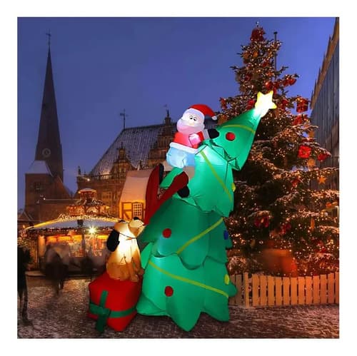 Papa Noel Inflable Escala Arbol - A Pedido_exkarg Rojo 3