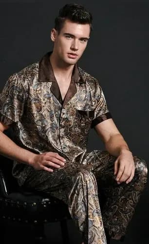 Pijama De Hombre Satin Pajamas Set - A Pedido_exkarg Azul Xxx 4