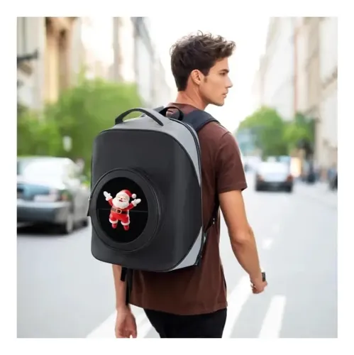 Mochila Con Holograma 3d Y Ventilador Led - A Pedido_exkarg Negro 7
