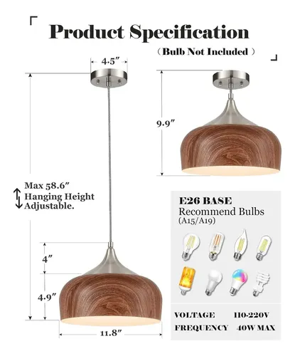 Lámpara Colgante Bauhaus Con Diseño De Madera - A Pedido Madera 2