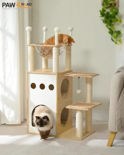Rascador Moderno De Madera Para Gatos - A Pedido_exkarg Marrón 2