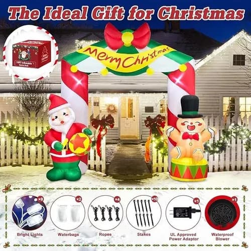 Papa Noel Inflable Arco Gingerbread - A Pedido_exkarg Rojo 4