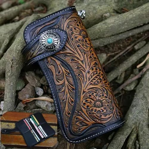 Billetera Men's Retro Carved - A Pedido_exkarg Marrón 5