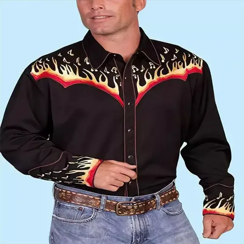 Camisa Men's Long Sleeve Western - A Pedido_exkarg Azul S 6