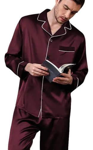 Pijama Saten Hombre - A Pedido_exkarg Bordó S M L 3