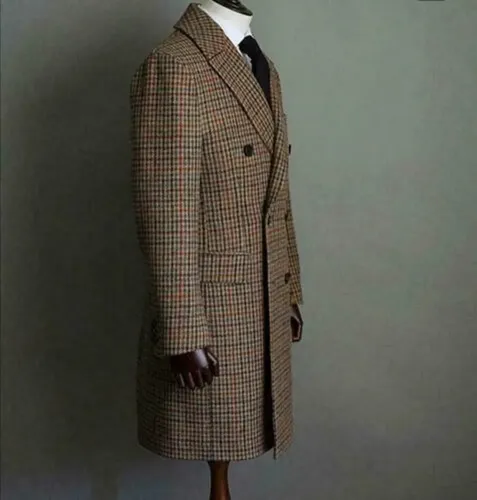 Abrigo Largo De Lana Marrón Para Hombre - A Pedido Marrón 38 2