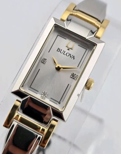 Reloj Bulova Classic Diamond Two-tone Ladies - A Pedido Plateado