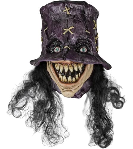 Máscara Vudú Sacerdote Pelo Largo Ghoulish Creepy Halloween Violeta
