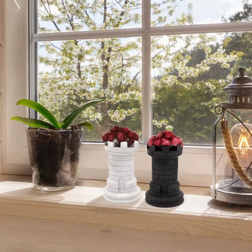 Set De 2 Macetas Castillo Ajedrez - A Pedido_exkarg Blanco 5