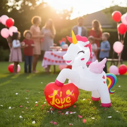 Inflable San Valentin Unicorn - A Pedido_exkarg Blanco