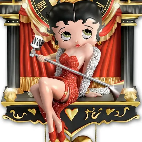 Reloj Cucu The Bradford Exchange Betty Boop - A Pedido Negro Negro Con Detalles Dorados 5