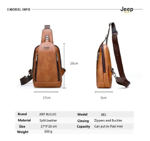 Mochila Cruzada Jeep Original Men Leather - A Pedido_exkarg Negro 5