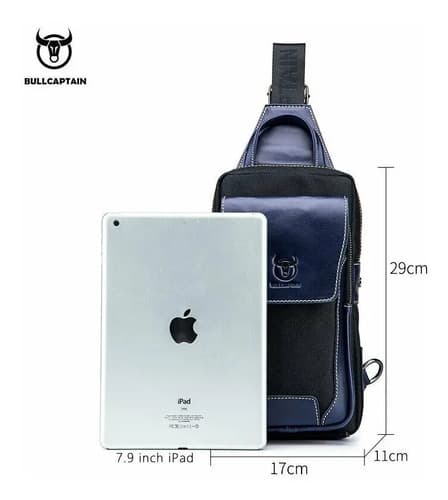 Mochila Cruzada Bullcaptain Men Leather - A Pedido_exkarg Azul 5