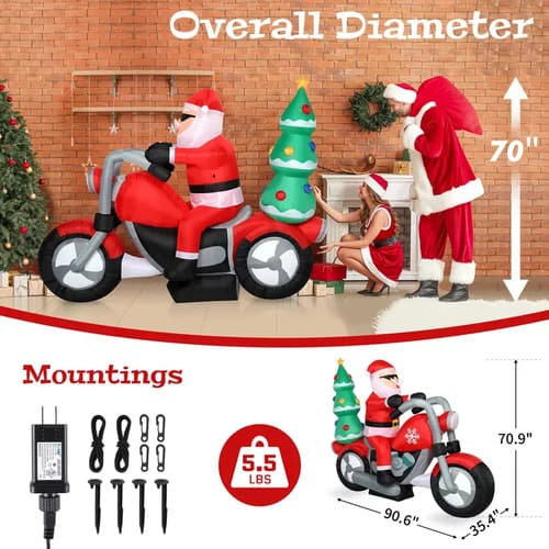 Papa Noel Inflable En Moto + Arbol - A Pedido_exkarg Rojo 3