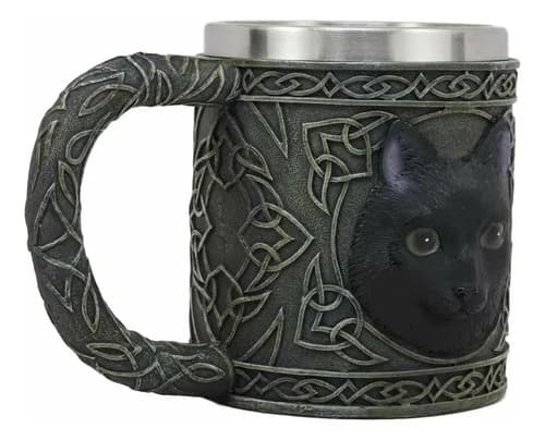 Taza De Cafe Mystical Black Cat Witching - A Pedido_exkarg Gris 3