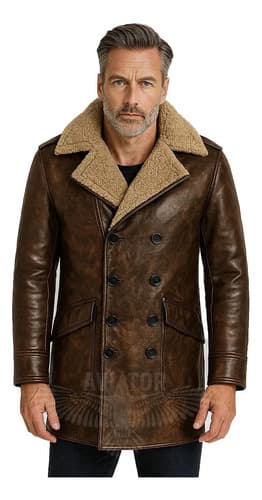 Abrigo Cuero Vintage Hecho A Mano Hombre - A Pedido Marrón 38 5
