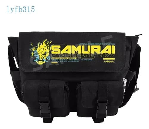 Morral Edgerunners Schoolbag - A Pedido_exkarg Negro Con Estampa Amarilla Estampado Gráfico (samurai) 2