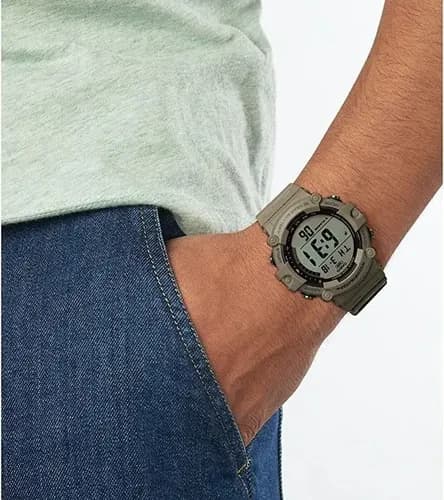 Reloj Casio Iluminator Ae-1500wh-5avef 100% Original Y Color De La Malla Caqui Color Del Bisel Caqui Color Del Fondo Claro Café 7