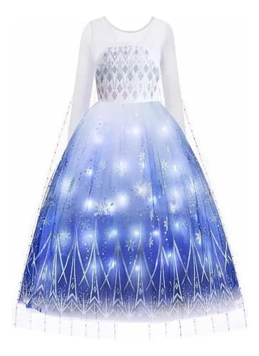 Disfraz Princesa De Frozen Luz Led Niña - A Pedido_exkarg Blanco S 4