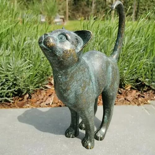 Estatua Decorativa Gato Resina Bronce - A Pedido_exkarg Bronce 3