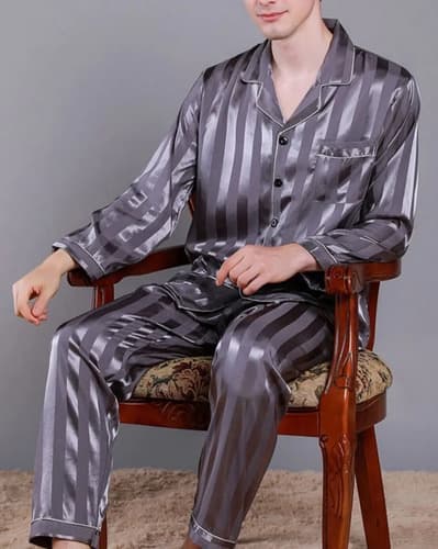 Pijama De Hombre Satin Pajamas Set - A Pedido_exkarg Azul Xxx 9