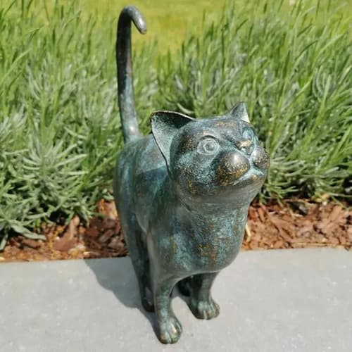 Estatua Decorativa Gato Resina Bronce - A Pedido_exkarg Bronce 4