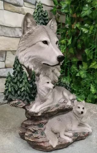 Estatua Mountain Scenery Gray Wolf - A Pedido_exkarg Gris 3
