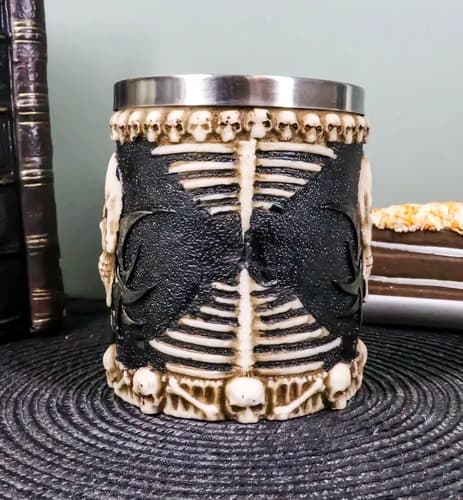 Taza De Cafe  Evil Grinning Tribal Skull - A Pedido_exkarg Negro 4