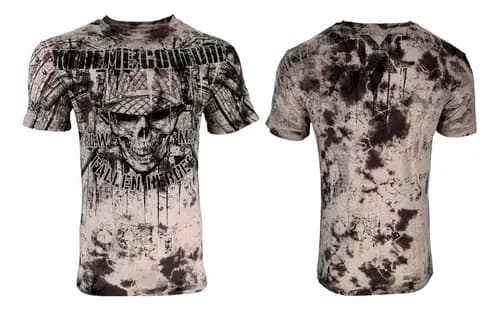 Remera Affliction Fallen Horses Skull - A Pedido_exkarg Marrón 38 2