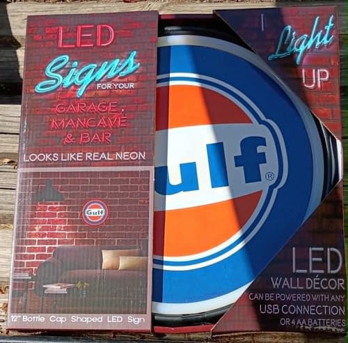 Cartel Decorativo Luminoso Gulf Led Light - A Pedido Azul
