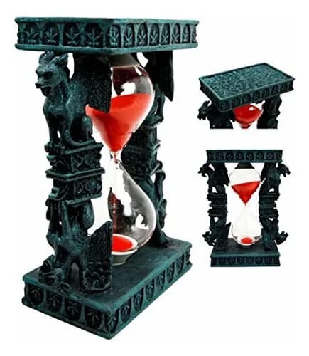 Reloj De Arena Ebros Gothic Winged Stoic - A Pedido Verde Y Rojo 2