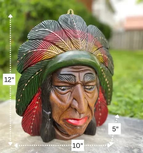 Cabeza Decorativa Madera Jefe Indio - A Pedido_exkarg Marrón 6