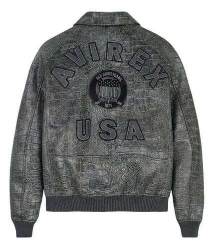 Campera Men's Avirex Distressed Crocodile - A Pedido Negro 38 3