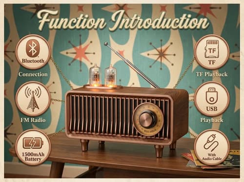 Radio Vintage Bluetooth Fm Radio Speaker - A Pedido Marrón 3