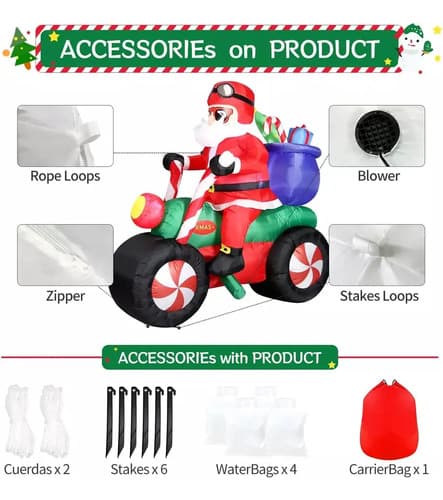 Papa Noel Inflable Moto - A Pedido_exkarg Rojo 2