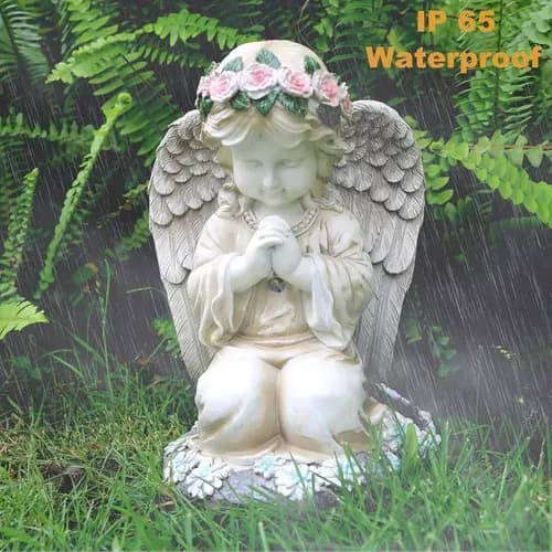 Estatua Angel Que Reza Solar - A Pedido_exkarg Blanco 5