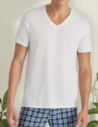 Pack Hanes Remeras Comfortsoft Cuello V - A Pedido_exkarg Blanco M