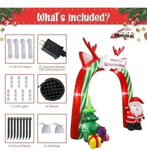 Papa Noel Inflable Arco Gigante - A Pedido_exkarg Rojo 3