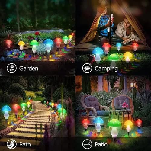 Luz De Jardin Solar Hongos - A Pedido_exkarg Azul 3