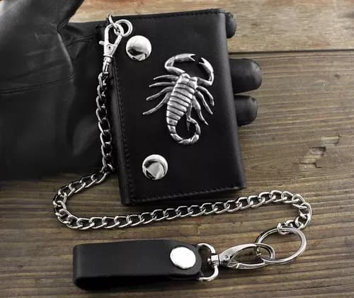 Billetera Men's Boys Real Leather Biker - A Pedido_exkarg Negro X 4