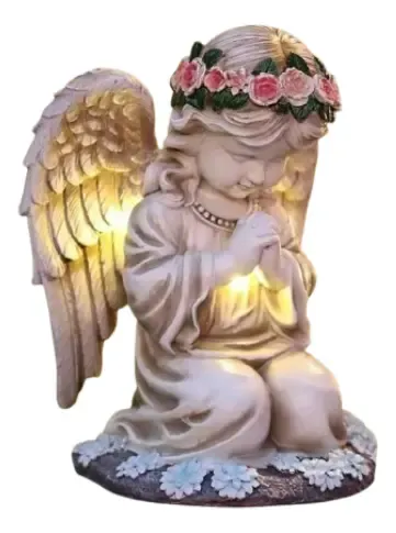 Estatua Angel Que Reza Solar - A Pedido_exkarg Blanco 2