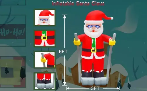 Papa Noel Inflable Esquiador - A Pedido_exkarg Rojo 3
