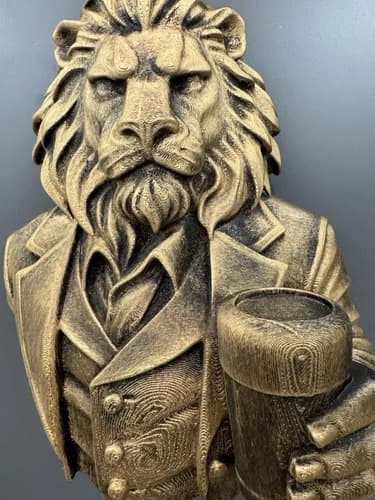 Estatua Decorativa De Pared Leon Bebiendo - A Pedido Dorado 6