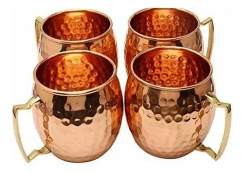 Juego De 4 Tazas De Cobre Puro Hechas A Mano - A Pedido Cobre 2