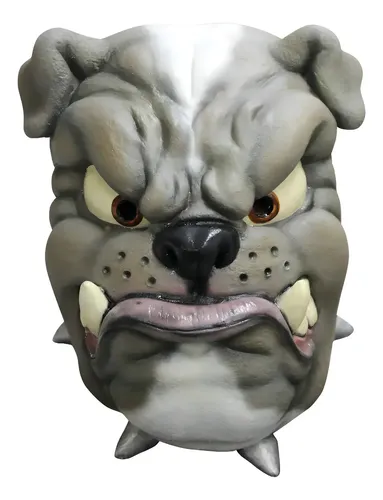 Máscara De Perro Bulldog Difraz Animales Halloween Mascotas Gris 4