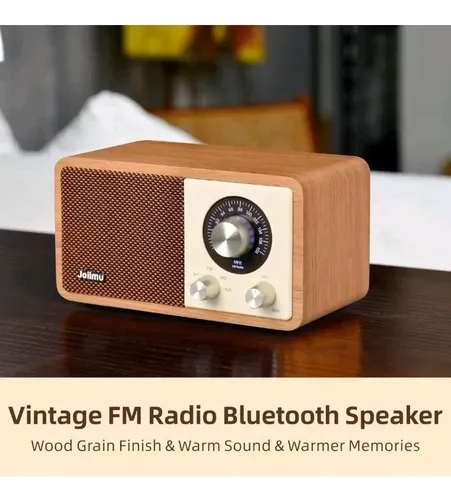 Parlante Vintage Wood Fm Radio Bluetooth Speaker - A Pedido Marrón 2