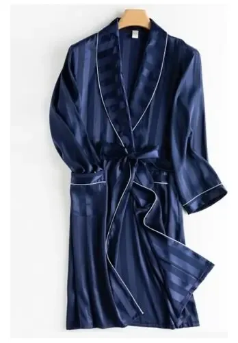 Pijama Men's Satin Silk Hombre - A Pedido_exkarg Azul Xxx 4