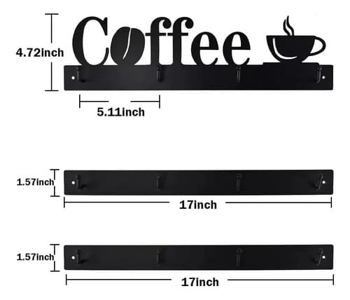 Soporte De Pared Para Tazas De Café - A Pedido_exkarg Negro 4